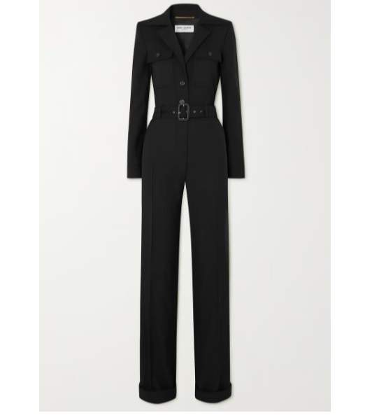Net-A-Porter Saint Laurent Belted Wool Jumpsuit&nbsp;